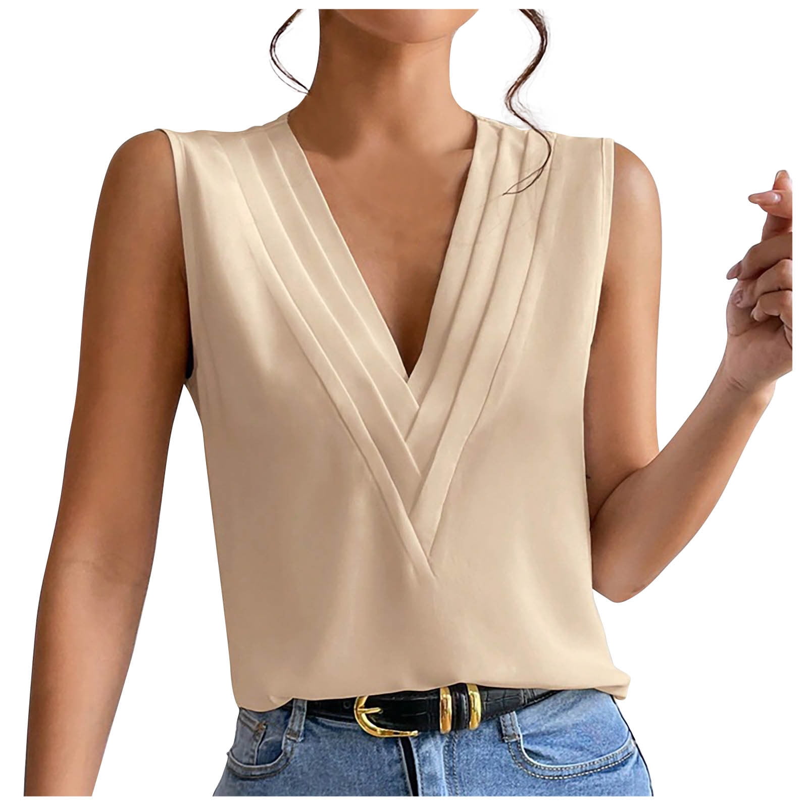 Timegard Formal Tank Tops for Women Deep V Neck Layer Business Casual Loose Sleeveless Shirts Top Blouse Walmart