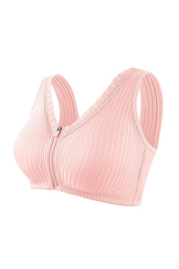 Front Closure Bras for Women Zipper Lace V Neck Full Support Comfortable Everyday Thin Bras