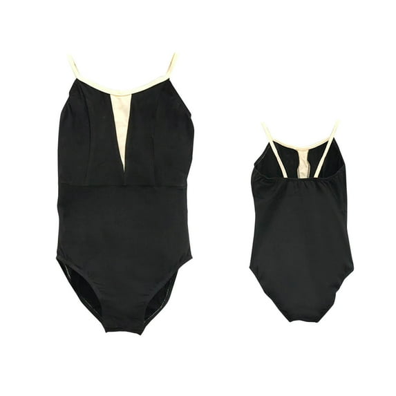 Timegard Girl Clothes Spaghetti Strap Backless Dance Onesie Slim Comfy Color Block Bodysuit 2-15 Years