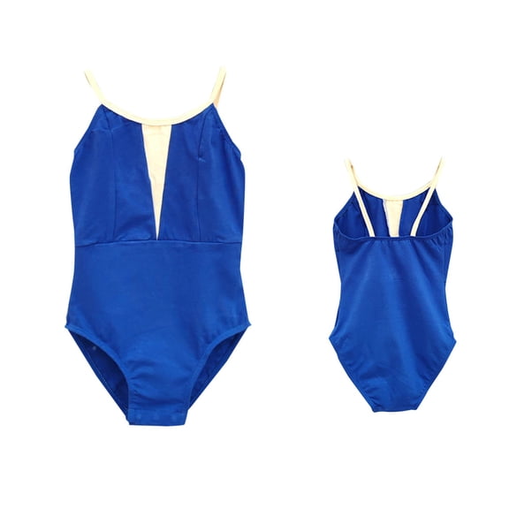 Timegard Girl Clothes Spaghetti Strap Backless Dance Onesie Slim Comfy Color Block Bodysuit 2-15 Years
