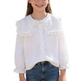 thumbnail image 1 of Timegard Girls Button down Shirts Ruffle Collared Classic Long Sleeve Uniform Shirts Kid Cute Blouse Tops 3-14 Years, 1 of 6