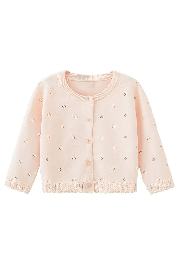 Girls Cardigan Long Sleeve Lightweight Sweater for Children Button up Cotton Knit Comfy Outerwear