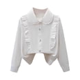 thumbnail image 1 of Timegard Girls Clothes 3-14 Years Kids Cute Stand Collar Shirts Lightweight Ruffle Comfy Tops Trendy, 1 of 3