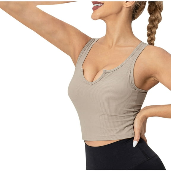 Timegard Going out Tank Tops for Women Ribbed V-Neck Layer Stretch Crop Top Sleeveless Shirts Top Blouse