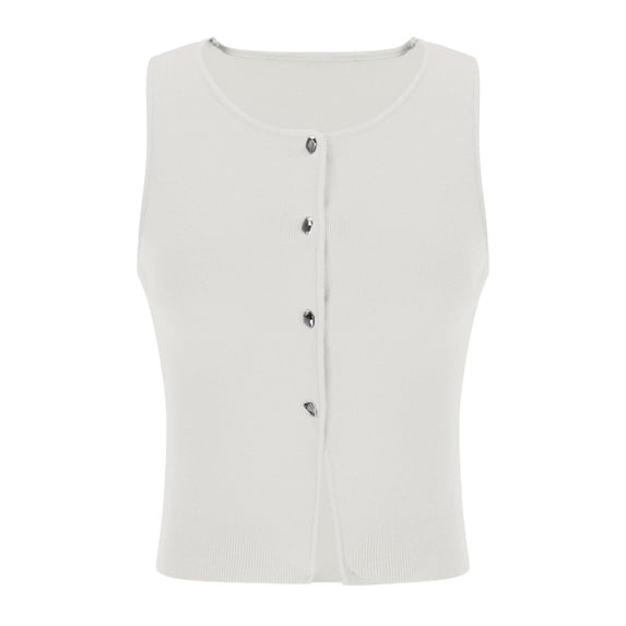 Timegard Going out Tops for Women Button down Tank Tops Round Neck Slim Fitting Casual Sleeveless Tops