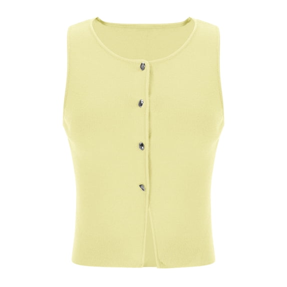 Timegard Going out Tops for Women Button down Tank Tops Round Neck Slim Fitting Casual Sleeveless Tops