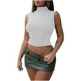 thumbnail image 1 of Timegard Going out Tops for Women Half High Neck Ruched Slim Comfy Tank Tops Backless Tee Shirts Summer, 1 of 5