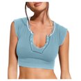 thumbnail image 1 of Timegard Going out Tops for Women Notched V Neck Sleeveless Crop Top Solid Color Slim Fitting Comfy Top, 1 of 5