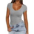 thumbnail image 1 of Timegard Going out Tops for Women Ribbed U Neck Cap Sleeve Comfy Slim Fitting Tops Casual Solid Color, 1 of 8