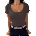 thumbnail image 1 of Timegard Going out Tops for Women Scoop Neck Comfy Slim Fitting Short Sleeve Solid Color Casual Tops, 1 of 6