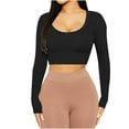 thumbnail image 1 of Timegard Going out Tops for Women Scoop Neck Long Sleeve Slim Tee Undershirts Casual Comfy Crop Tops, 1 of 7