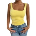 thumbnail image 1 of Timegard Going out Tops for Women Square Neck Slim Comfy Tank Tops Ruched Casual Sleeveless Crop Tops, 1 of 4