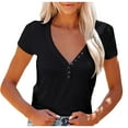thumbnail image 1 of Timegard Going out Tops for Women V Neck Button Ribbed Slim Comfy Tee Shirts Casual Summer Fashion, 1 of 7