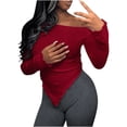 thumbnail image 1 of Timegard Going out Tops for Women off the Shoulder Irregularly Knit Pullover Skinny Comfy Sweaters, 1 of 5