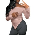 thumbnail image 1 of Timegard Going out Tops for Women off the Shoulder Irregularly Knit Pullover Skinny Comfy Sweaters, 1 of 5