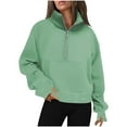 thumbnail image 1 of Timegard Half Zip Pullover for Women Cropped Long Sleeve Tops Sweatshirts Thumb Hole Fall Solid Color Tops, 1 of 6
