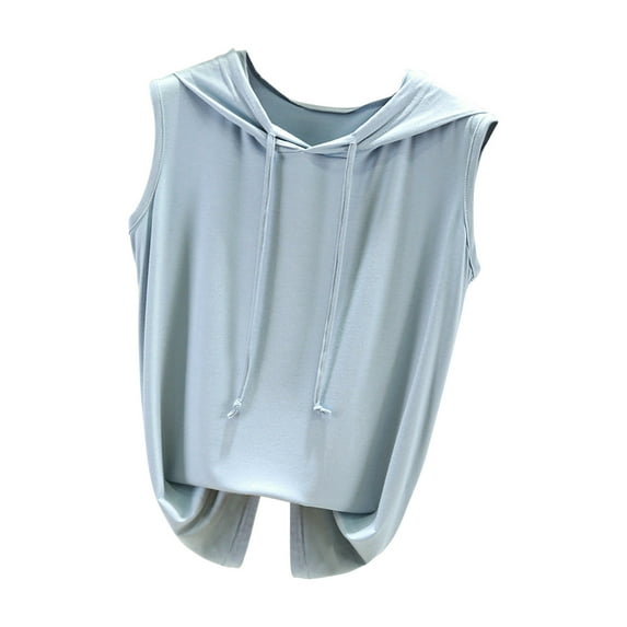 Timegard Hooded Tank Top Women Loose Soft Loungewear Comfy Sleepwear Workout Yoga Sleeveless Shirts Top