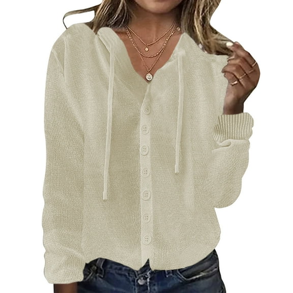Timegard Hoodies for Women Button down Slim Fitting Long Sleeve Knit Shirts Fall Casual Comfy Thin Tops