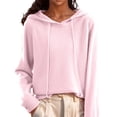 thumbnail image 1 of Timegard Hoodies for Women Drawstring Sweaters Pullover Long Sleeve Solid Color Comfy Knit Tops Fall Fashion, 1 of 5
