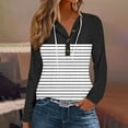 thumbnail image 1 of Timegard Hoodies for Women Eyelet V Neck Button Striped Sweatshirts Comfy Fall Casual Pullover Tops, 1 of 4