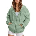 thumbnail image 1 of Timegard Hoodies for Women Plus Size Full Zipper Fleece Warm Jackets Fall Winter Casual Loose Comfy Coat, 1 of 5