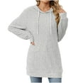 thumbnail image 1 of Timegard Hoodies for Women Ribbed Drawstring Mid Long Sweaters Pullover Fall Casual Comfy Tops Blouse, 1 of 6