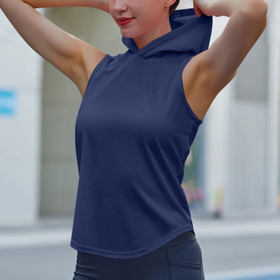 Timegard Hoodies for Women Workout Running Tee Shirts Breathable Sleeveless Athletic Pullover Tank Tops