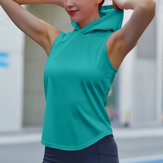 Timegard Hoodies for Women Workout Running Tee Shirts Breathable Sleeveless Athletic Pullover Tank Tops