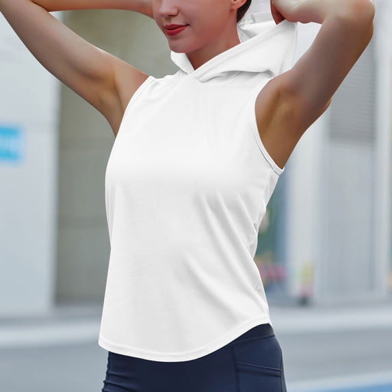 Timegard Hoodies for Women Workout Running Tee Shirts Breathable Sleeveless Athletic Pullover Tank Tops