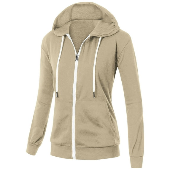 Timegard Hoodies for Women Zip up Long Sleeve Sweatshirts Fall Winter Open Front Drawstring Jackets