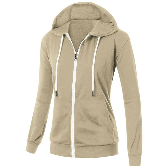 Timegard Hoodies for Women Zip up Long Sleeve Sweatshirts Fall Winter Open Front Drawstring Jackets