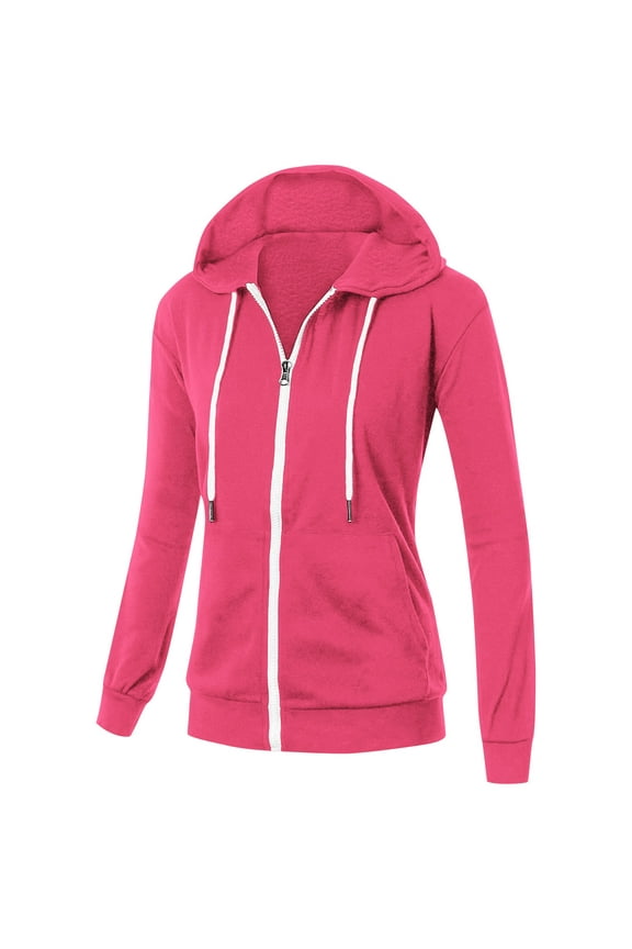 Hoodies for Women Zip up Long Sleeve Sweatshirts Fall Winter Open Front Drawstring Jackets
