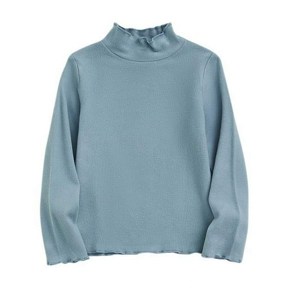 Timegard Infant Baby Clothes Fall Ruffle High Neck Tops Boys Girls Cotton Loose Comfy Long Sleeve Tee