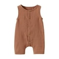 thumbnail image 1 of Timegard Infant Baby Clothes Newborn Boys Girls Button up Onesie Toddler Comfy Cute Sleeveless Rompers, 1 of 3