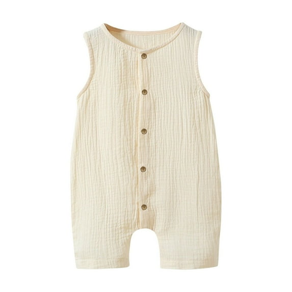 Timegard Infant Baby Clothes Newborn Boys Girls Button up Onesie Toddler Comfy Cute Sleeveless Rompers