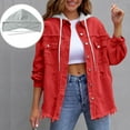 thumbnail image 1 of Timegard Jackets for Women Long Sleeve Button down Jean Hoodies Ripped Hole Fall Fashion Loose Streetwear, 1 of 9