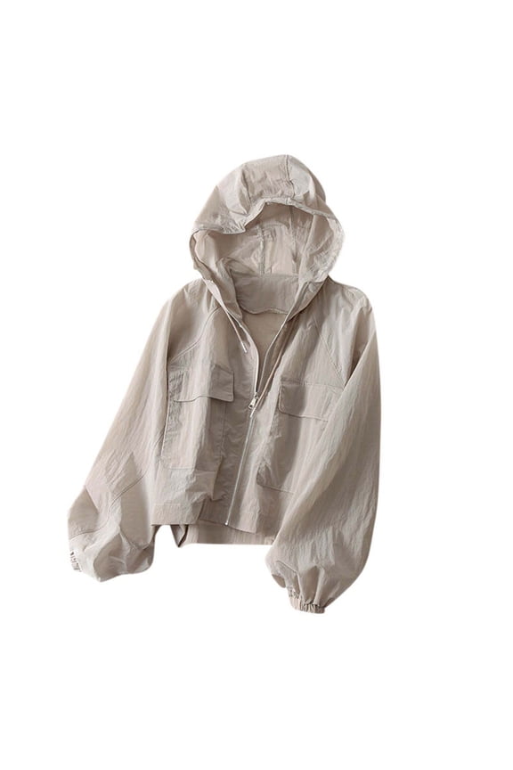 Jackets for Women Sun Protective Hoodies Zipper Lightweight Solid Color Casual Summer Jackets
