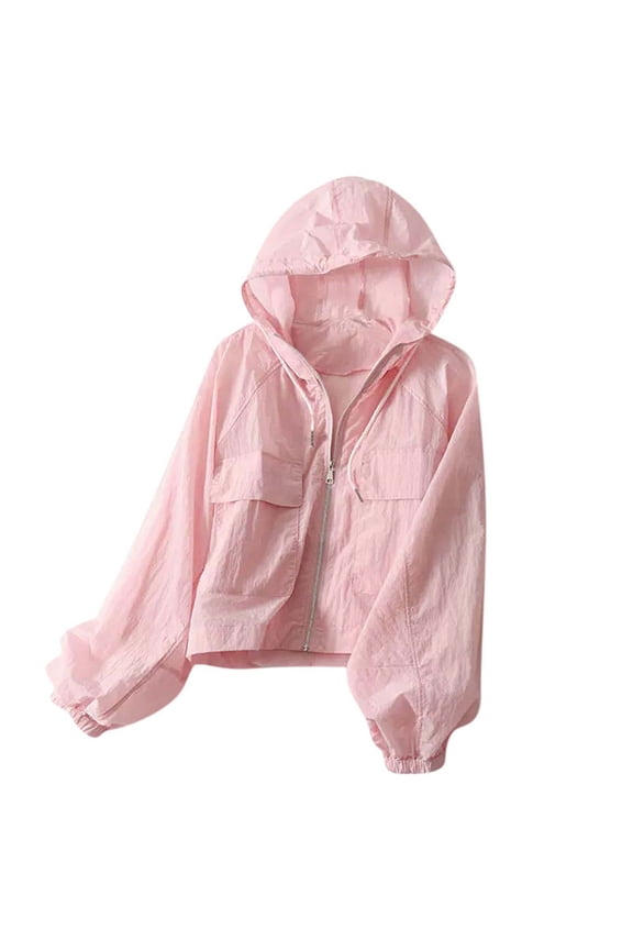 Jackets for Women Sun Protective Hoodies Zipper Lightweight Solid Color Casual Summer Jackets