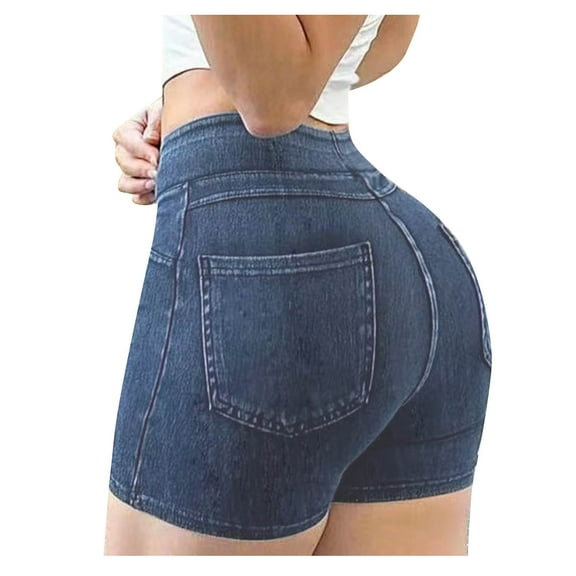 Timegard Jean Shorts for Women High Waist Stretch Skinny Leggings Casual Summer Streetwear Shorts