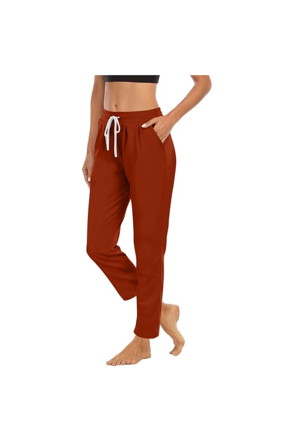 Joggers Pants for Women Elastic Waist Fitting Drawstring Sweatpants Workout Lounge Trousers
