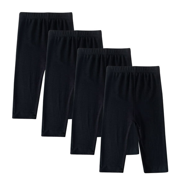 Timegard Kids Clothes 4pc Girls Capris Leggings Slim Comfy Homewear Solid Color Children Cropped Pants