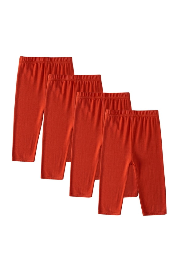 Kids Clothes 4pc Girls Capris Leggings Slim Comfy Homewear Solid Color Children Cropped Pants