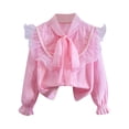 thumbnail image 1 of Timegard Kids Shirts Girls Ruffle Long Sleeve Loose Comfy Thin Blouse Tops Children Fall Fashion Clothes, 1 of 3