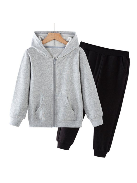 Kids Sweatsuit 2-15 Years Lightfleece Zip up Hoodies Sweatshirts Sweatpants Workout Unisex Outfits