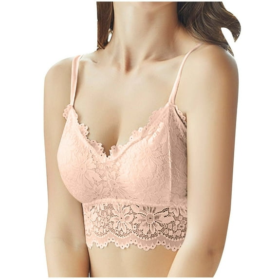 Timegard Lace Bras for Women Spaghetti Strap No Underwire Comfort Breathable Cropped Tank Tops Bras
