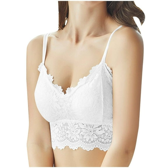 Timegard Lace Bras for Women Spaghetti Strap No Underwire Comfort Breathable Cropped Tank Tops Bras