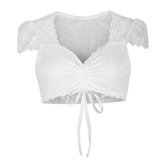 Timegard Lace Tops for Women Plus Size Puff Cap Sleeve Tops Slim Comfy Crop Tee Dressy Casual Summer