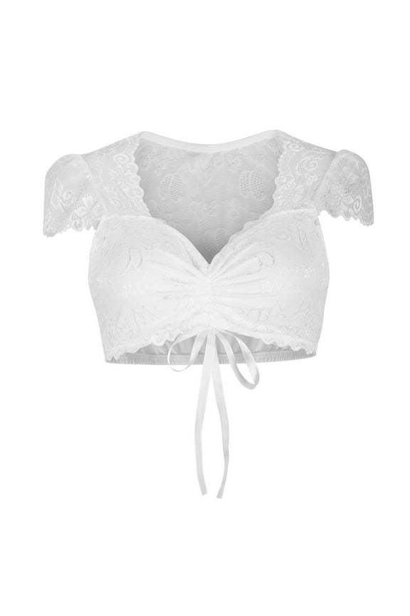 Lace Tops for Women Plus Size Puff Cap Sleeve Tops Slim Comfy Crop Tee Dressy Casual Summer