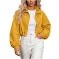 thumbnail image 1 of Timegard Lightweight Jackets for Women Full Zip Crop Jackets Long Sleeve Drawstring Bottom Collared Fashion Jackets(X-Large,Yellow), 1 of 8