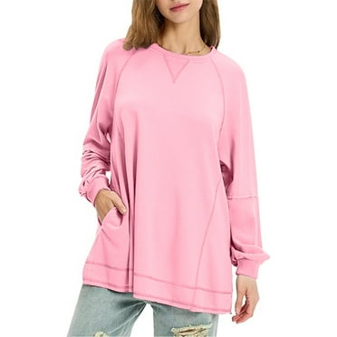 Timegard Lightweight Sweatshirts for Women Crewneck Loose Long Sleeve Tops Pullover Fall Solid Color